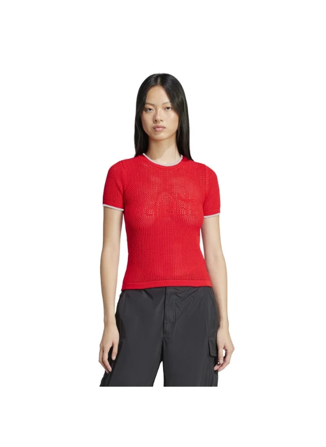 Adidas adidas CROCHET TEE Red Originals Women T-SHIRTS