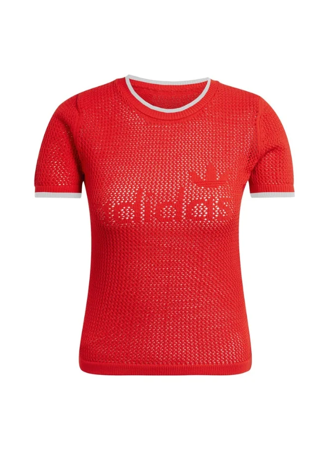 Adidas adidas CROCHET TEE Red Originals Women T-SHIRTS