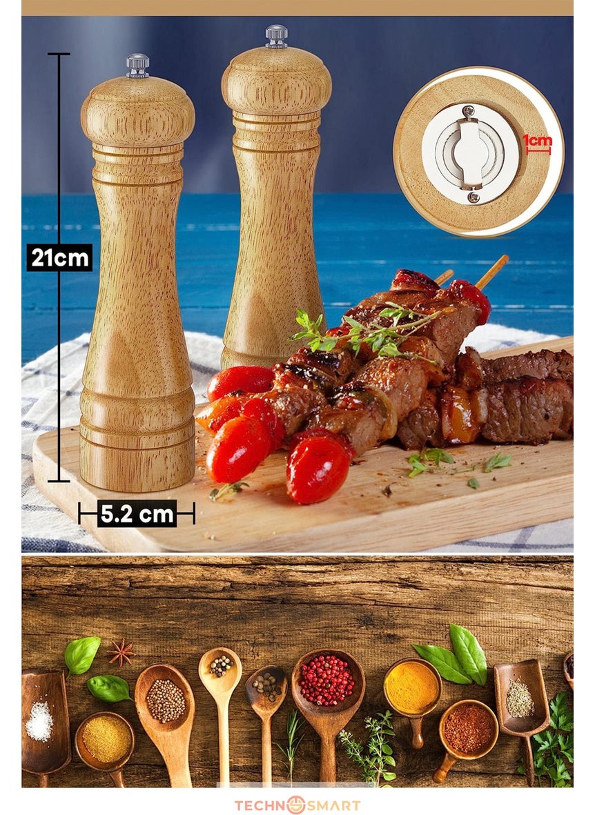 Technosmart Spice Grinder Wooden Mill Black Pepper Salt Coffee Manual Hand Mill Set of 2  - Image 5