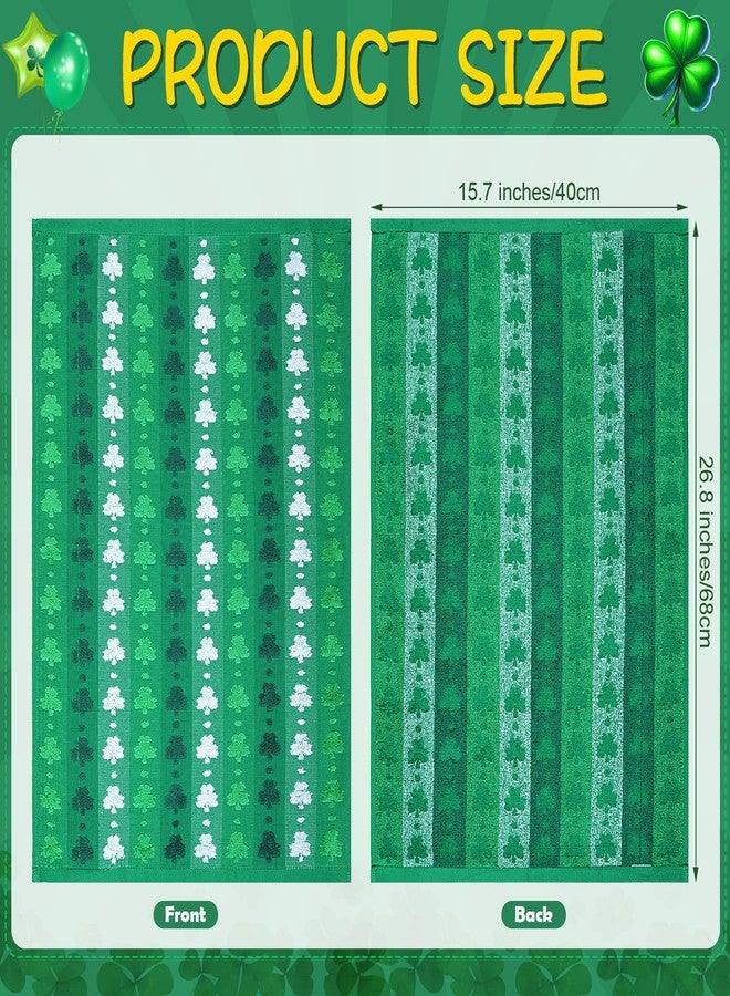 Hallswl 2pcs 16 x 27 Inch St. Patrick's Day Hand Towels 3D Green Shamrock Jacquard Bath Towel Irish Clover Cotton Soft Bathroom Kitchen Decorative Set for St. Patrick's Day Holiday Decor Gift - Image 2