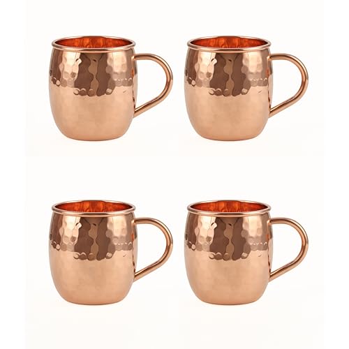 ALCU Copper Mule Mug, Handcrafted Shiny Moscow Mule Beer Mug Cup, Cocktail Serveware, Drinkware & Barware, Ideal for Cocktails, Drinks, & Gifts, Best for Parties (500 ml) Set of 4 - Image 1