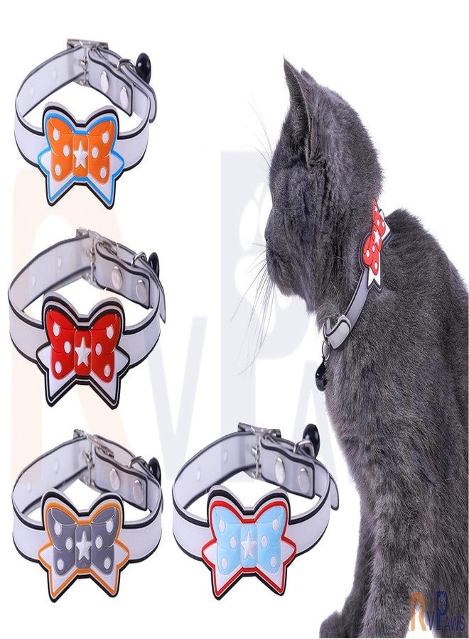 Pups&Pets طوق سيليكون عاكس قابل للتعديل للقطط والقطط الصغيرة من Pups&Pets مزود بإبزيم أمان وأجراس (قد يختلف اللون) (عبوة من قطعتين، تصميم رقم 3) - Image 1