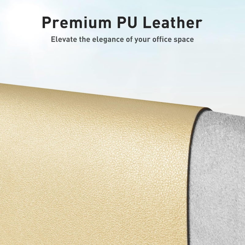Aothia Leather Desk Pad Protector, Mouse Pad, Office Desk Mat, Non-Slip PU Leather Desk Blotter, Laptop Desk Pad, Waterproof Desk Writing Pad for Office and Home (23.6" x 13.7", Soft Yellow) - Image 2