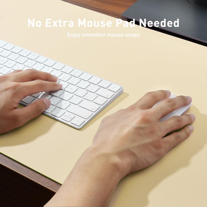 Aothia Leather Desk Pad Protector, Mouse Pad, Office Desk Mat, Non-Slip PU Leather Desk Blotter, Laptop Desk Pad, Waterproof Desk Writing Pad for Office and Home (23.6" x 13.7", Soft Yellow) - Image 4