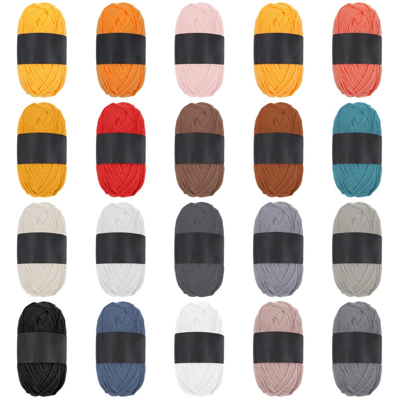Lemecima 20 Skeins Milk Cotton Yarn for Crocheting - Premium Soft 4-Ply Sport Weight Cotton Yarn Bulk Set, 45-50g Each/110 Yards per Skein, Earth Tone Assorted Colors for DIY Crafts and Projects - Image 1