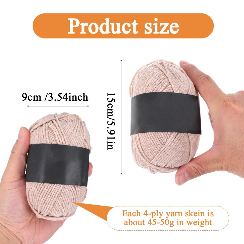 Lemecima 20 Skeins Milk Cotton Yarn for Crocheting - Premium Soft 4-Ply Sport Weight Cotton Yarn Bulk Set, 45-50g Each/110 Yards per Skein, Earth Tone Assorted Colors for DIY Crafts and Projects - Image 2