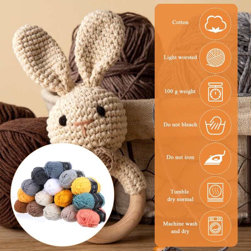 Lemecima 20 Skeins Milk Cotton Yarn for Crocheting - Premium Soft 4-Ply Sport Weight Cotton Yarn Bulk Set, 45-50g Each/110 Yards per Skein, Earth Tone Assorted Colors for DIY Crafts and Projects - Image 4