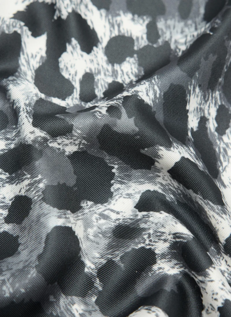 Mango 92-GRIS Leopard Print Square Scarf for Women | Best Price UAE