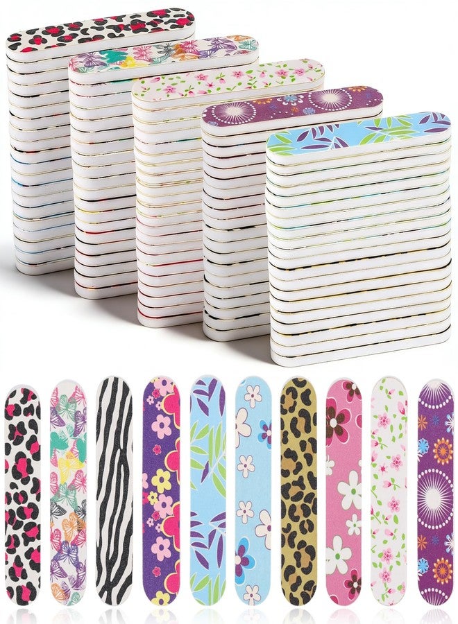 BTYMS 100 Count 180 Grit Mini Nail Files with Cute Design, Double Sided Fingernails Files Emery Boards for Natural Nails - Image 1
