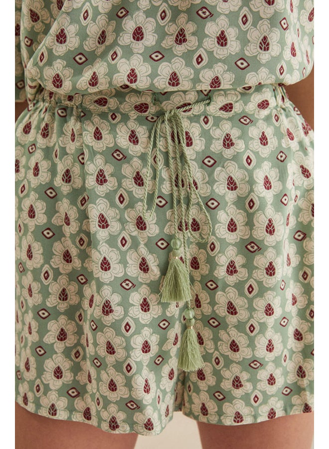 women'secret Asymmetric top and printed shorts set  - Image 3
