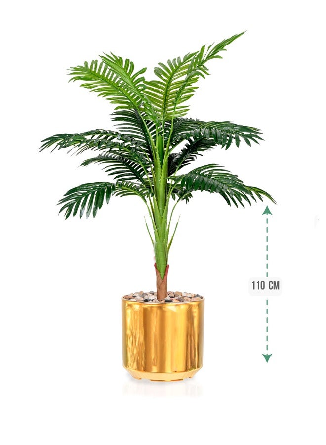 DRAMA HOME Luxury Artificial Palm Tree with Shiny Gold Pot – A Touch of Elegance for Your Home or Office Decor  - Image 1