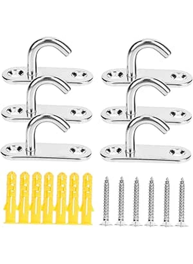 6Pcs Oval Ceiling Hooks Anchor Screws For Hanging Fans Lamps And Baskets - Image 1