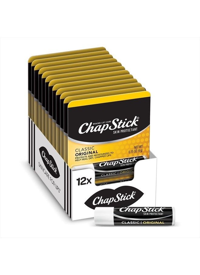 chapstick Classic Original Lip Balm Tubes, Lip Care - 0.15 Oz (12 Blister Packs of One Each)  - Image 1