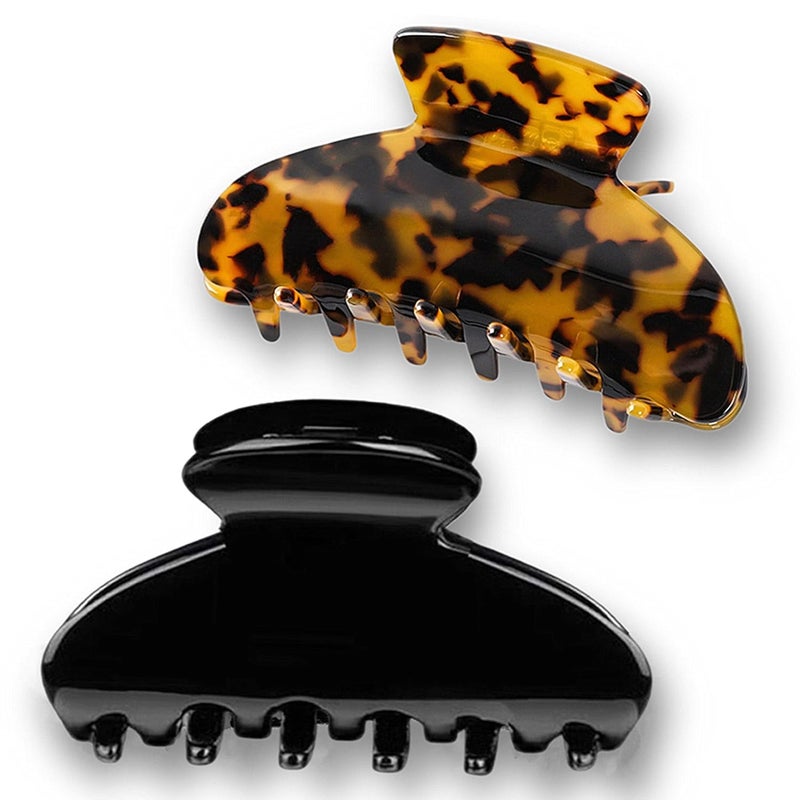 Fsmiling Big Claw Hair Clips for Women Girls Tortoise Hair Jaw Clips Large Hair Claw Clamps Celluloid Hair Clasp 2 Pack - Image 1