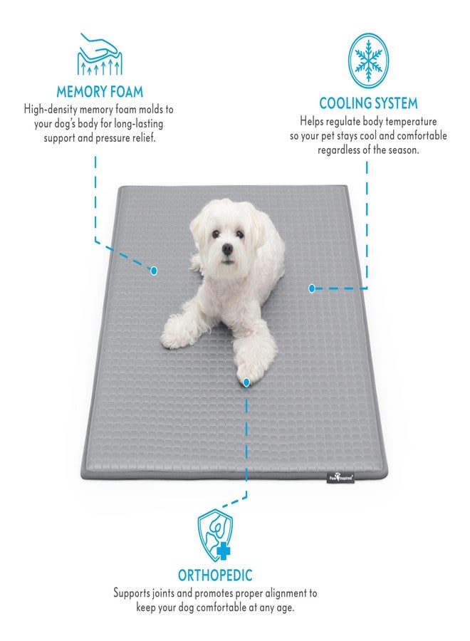 Paw Inspired Cooling Orthopedic Crate Pad for Dogs and Cats, Washable Memory Foam Dog Cooling Mat (35x22 Inch Medium/Large Size for 36 Inch Kennel, Gray) - Image 2