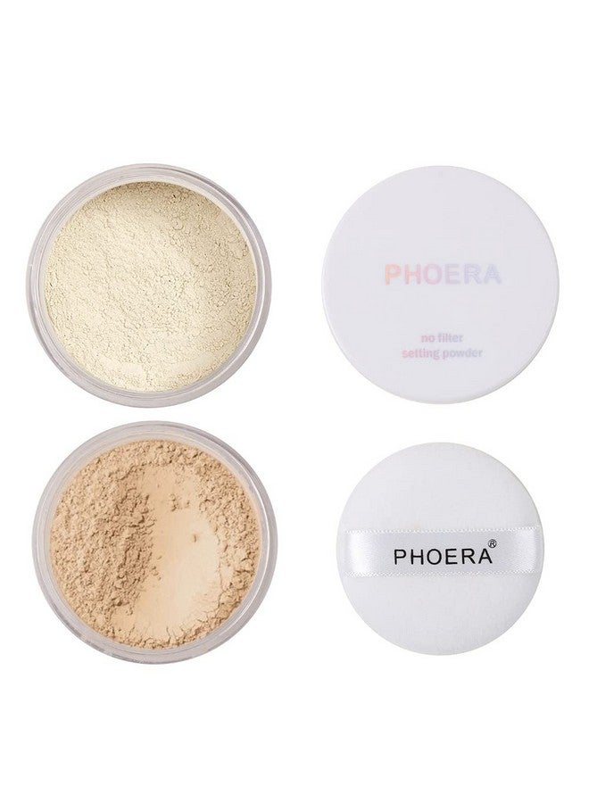 Meifen 2 Pcs Phoera Setting Powder Control Oil Brighten Skin Color Cover Blemish Face Setting Loose Powder。 (01 Translucent & 02 Cool Beige) - Image 1