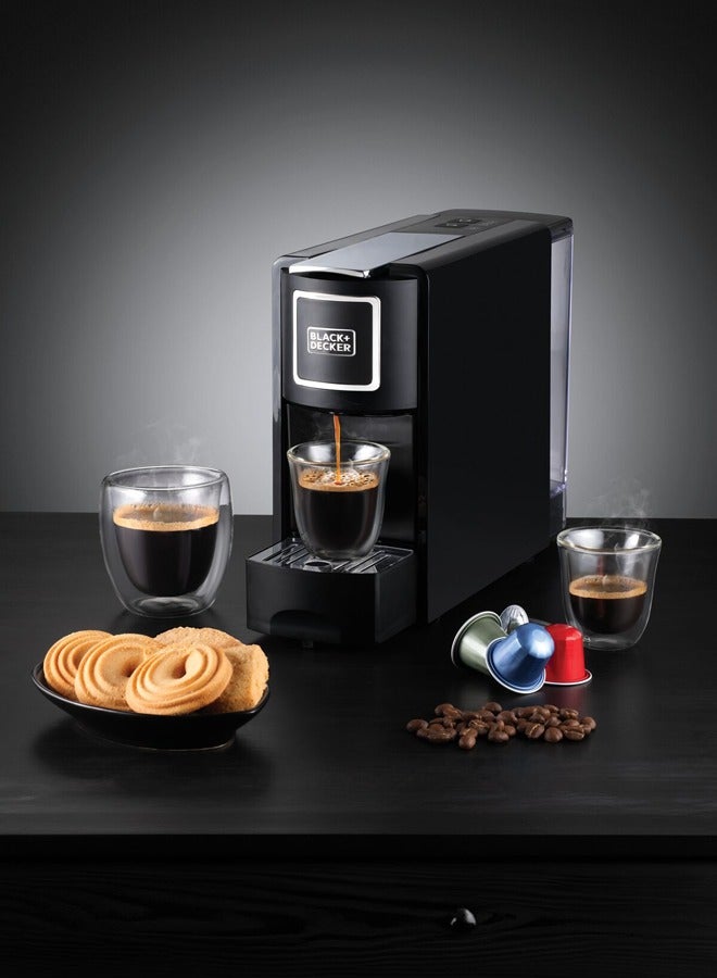 BLACK+DECKER Capsule Coffee Machine, Espresso and Lungo Options, Compact Design, One-Touch Control, Fast Brewing, Easy to Clean, Removable Drip Tray, Sleek Finish, 600 ml 1140 W CCM100-B5 Black - Image 4