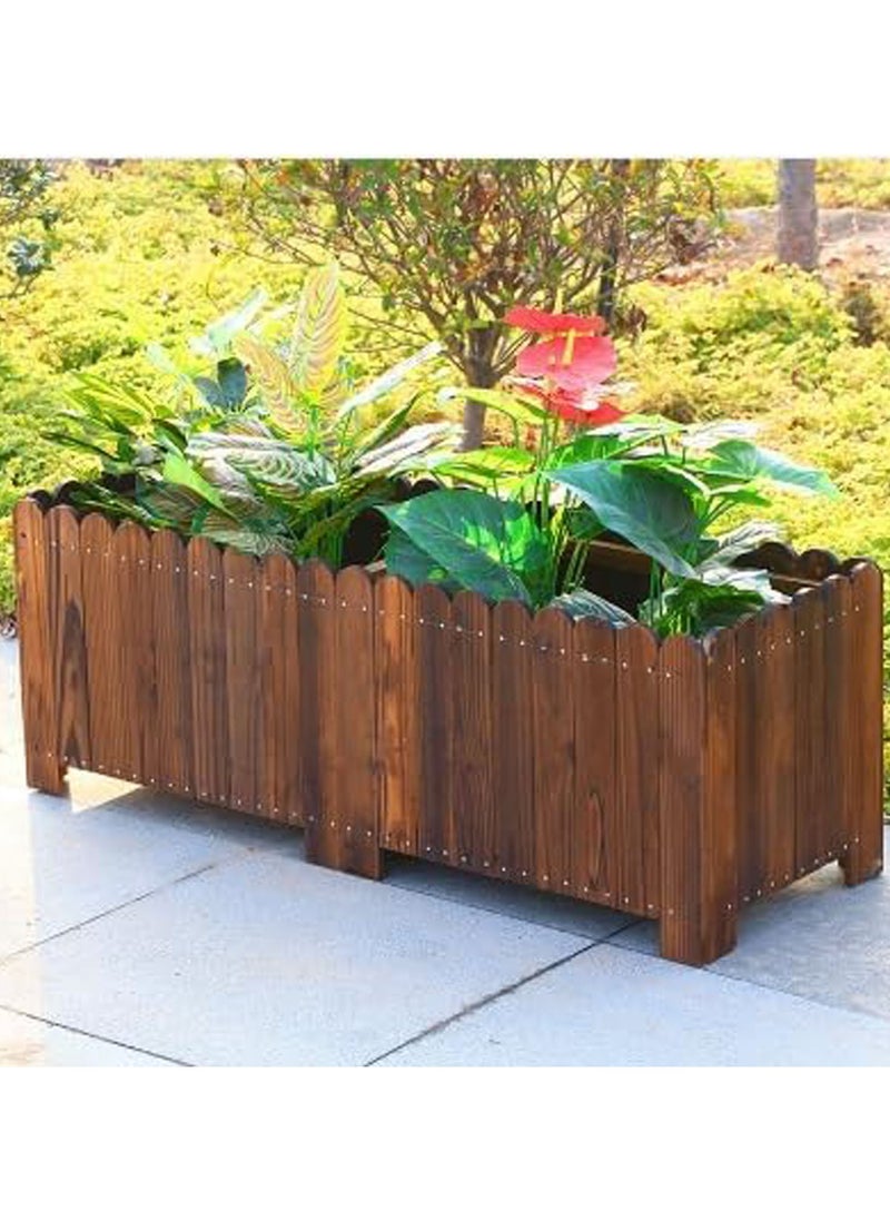 LINGWEI - Wooden Flower Pot Plant Pot Rectangle Wooden Planter Box Garden Decoration Rustic Design Wooden Planter For Home Garden Balcony Decoraiton - Image 1