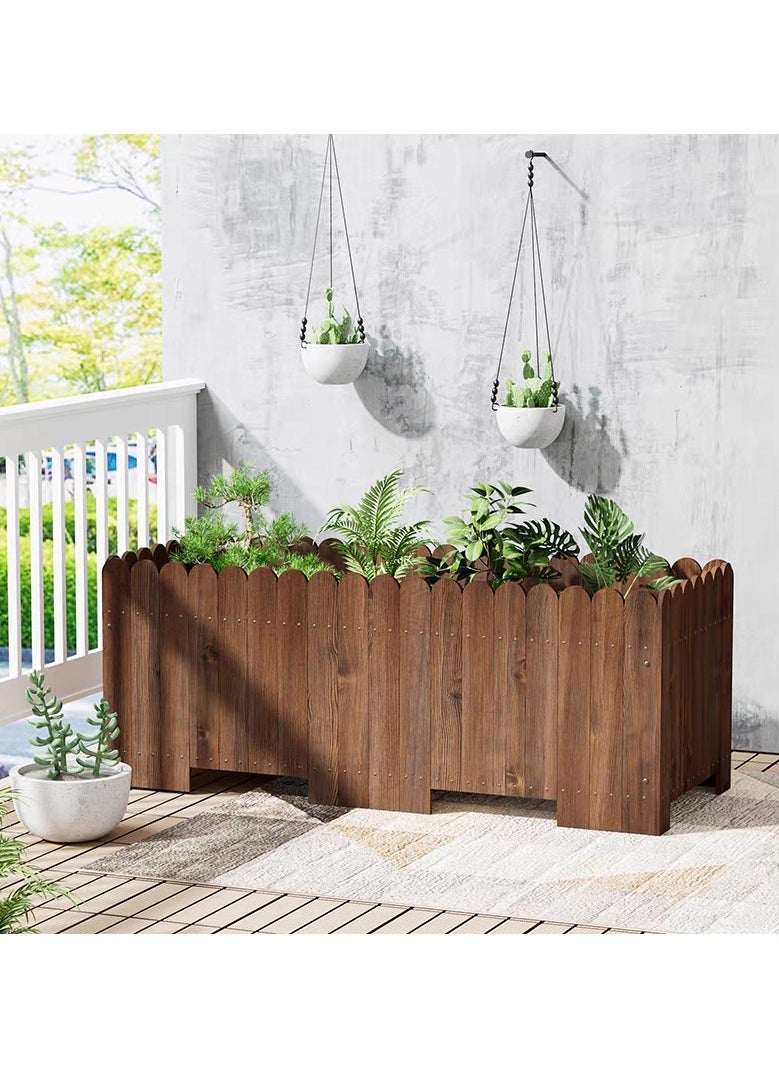 LINGWEI - Wooden Flower Pot Plant Pot Rectangle Wooden Planter Box Garden Decoration Rustic Design Wooden Planter For Home Garden Balcony Decoraiton - Image 1