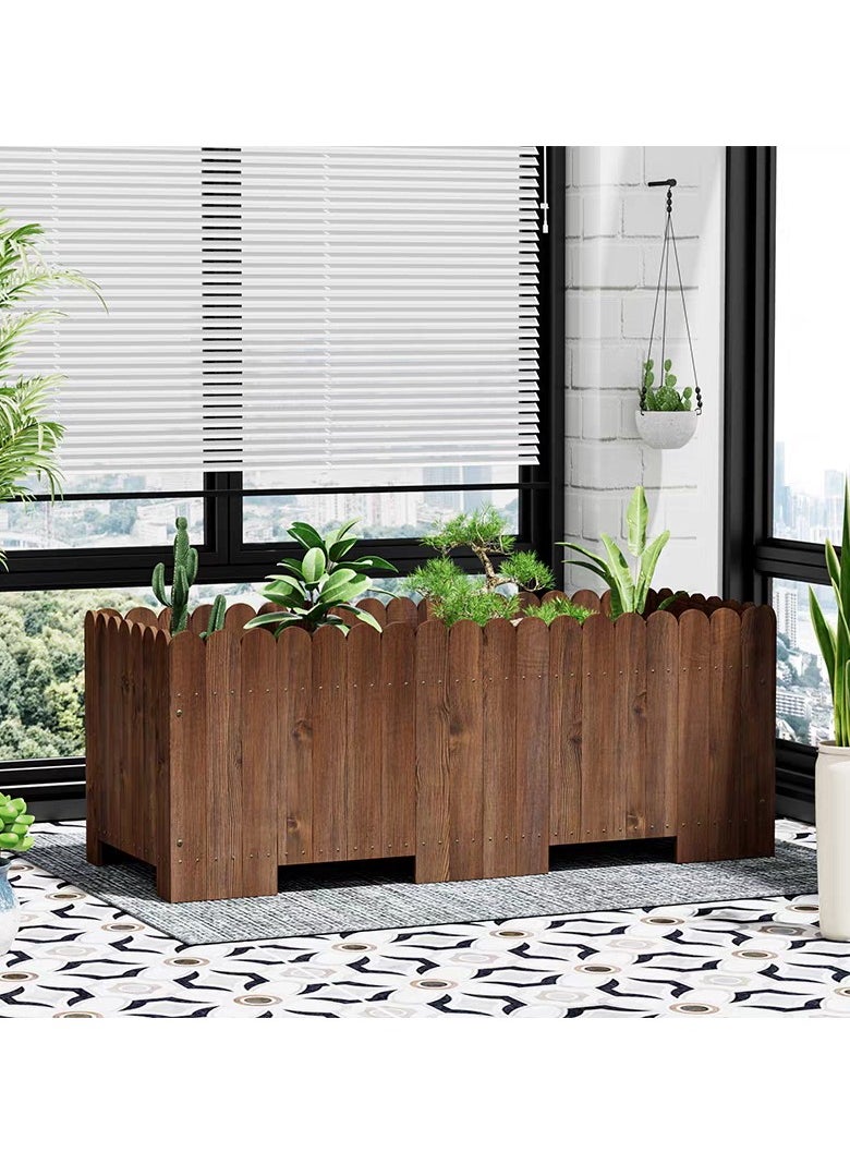 LINGWEI - Wooden Flower Pot Plant Pot Rectangle Wooden Planter Box Garden Decoration Rustic Design Wooden Planter For Home Garden Balcony Decoraiton - Image 1