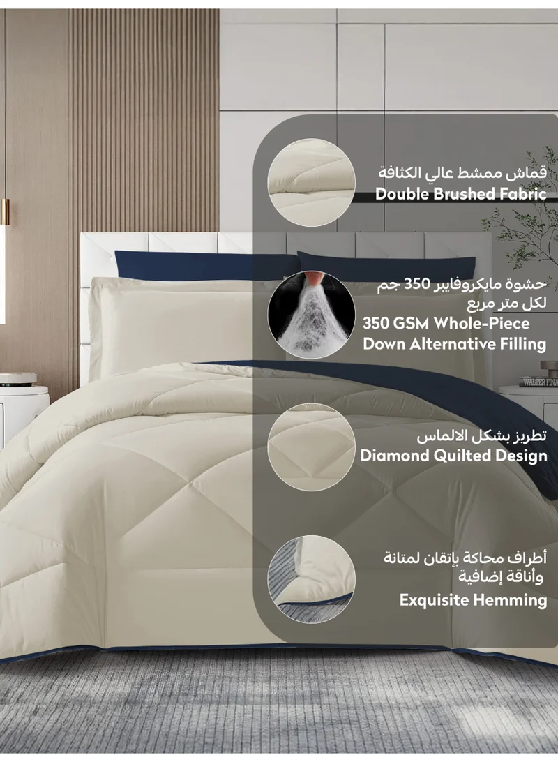 Donetella KING 6pcs (200x200) Bedding Comforter Set, King Size Fits 200x200 cm - 6-Pcs Solid Quilted Bed Set, Microfiber Fabric - 1 Comforter, 1 Fitted Sheet, 2 Pillow Shams, 2 Pillowcases  | Best Price UAE