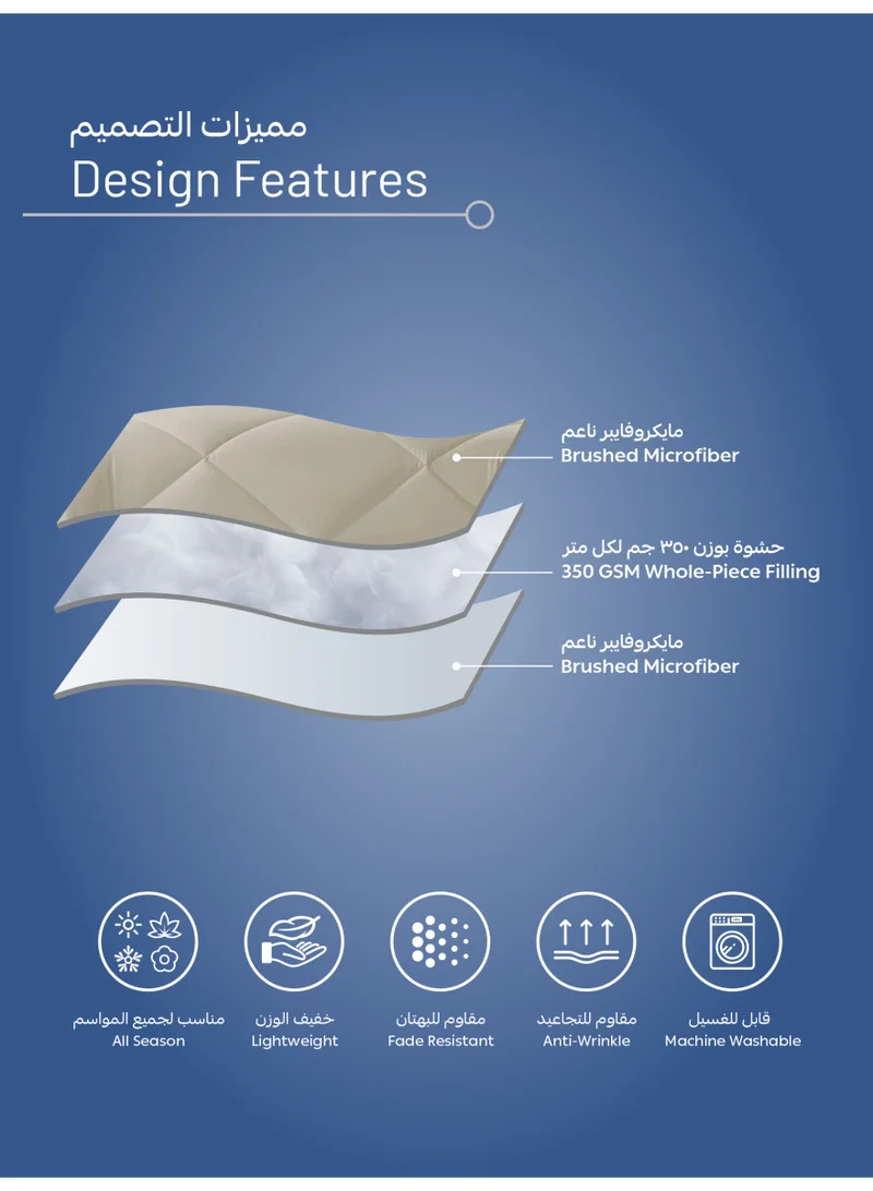 Donetella KING 6pcs (200x200) Bedding Comforter Set, King Size Fits 200x200 cm - 6-Pcs Solid Quilted Bed Set, Microfiber Fabric - 1 Comforter, 1 Fitted Sheet, 2 Pillow Shams, 2 Pillowcases  | Best Price UAE