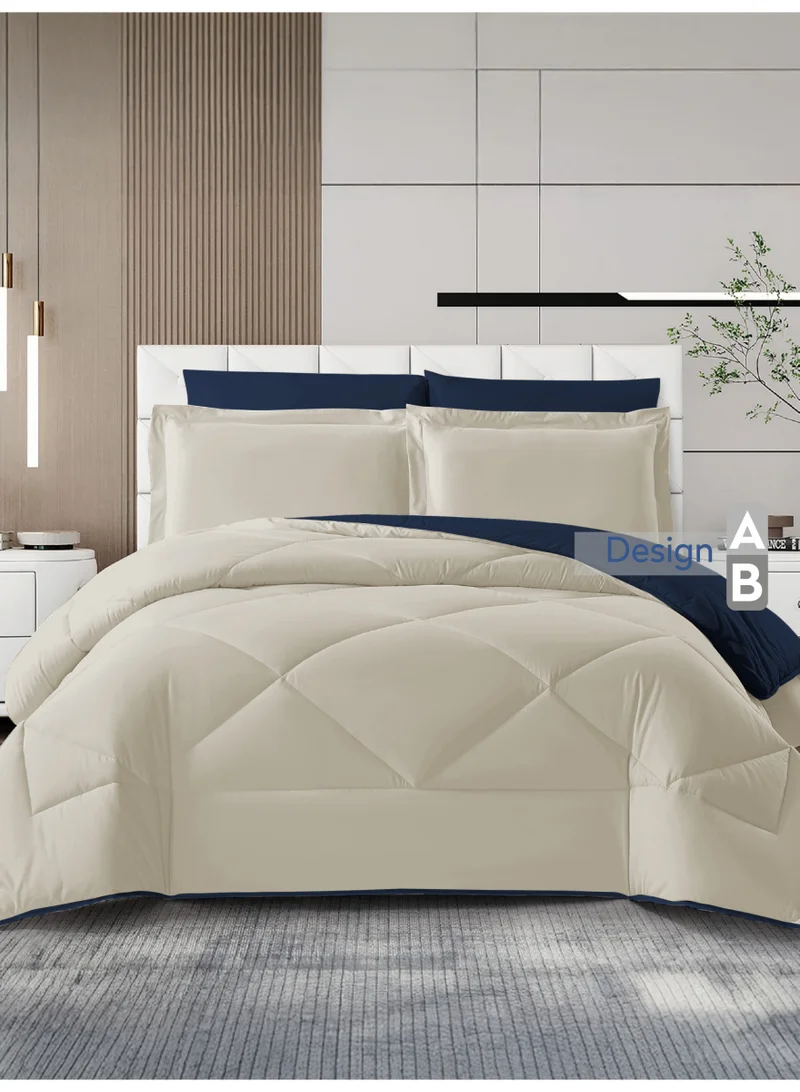 Donetella KING 6pcs (200x200) Bedding Comforter Set, King Size Fits 200x200 cm - 6-Pcs Solid Quilted Bed Set, Microfiber Fabric - 1 Comforter, 1 Fitted Sheet, 2 Pillow Shams, 2 Pillowcases  | Best Price UAE