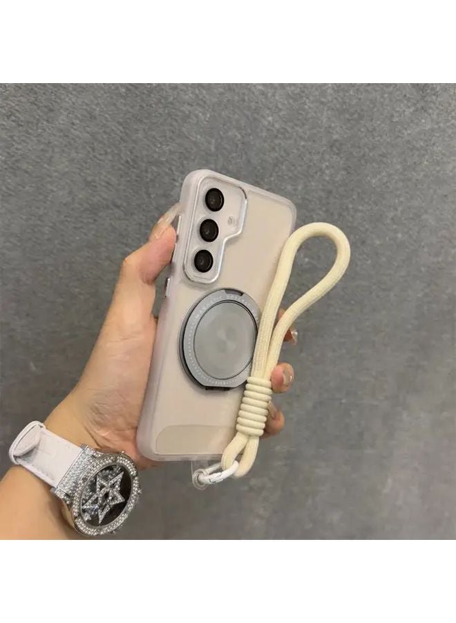 Galaxy S25 Ultra Case Grey Rotatable Stand Shockproof Cover With Lens Protection - Image 3