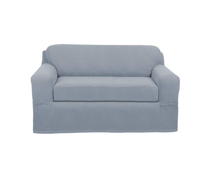 Maytex Pixel Ultra Soft Stretch Couch Furniture Cover Slipcover 2Piece Loveseat Steel Blue