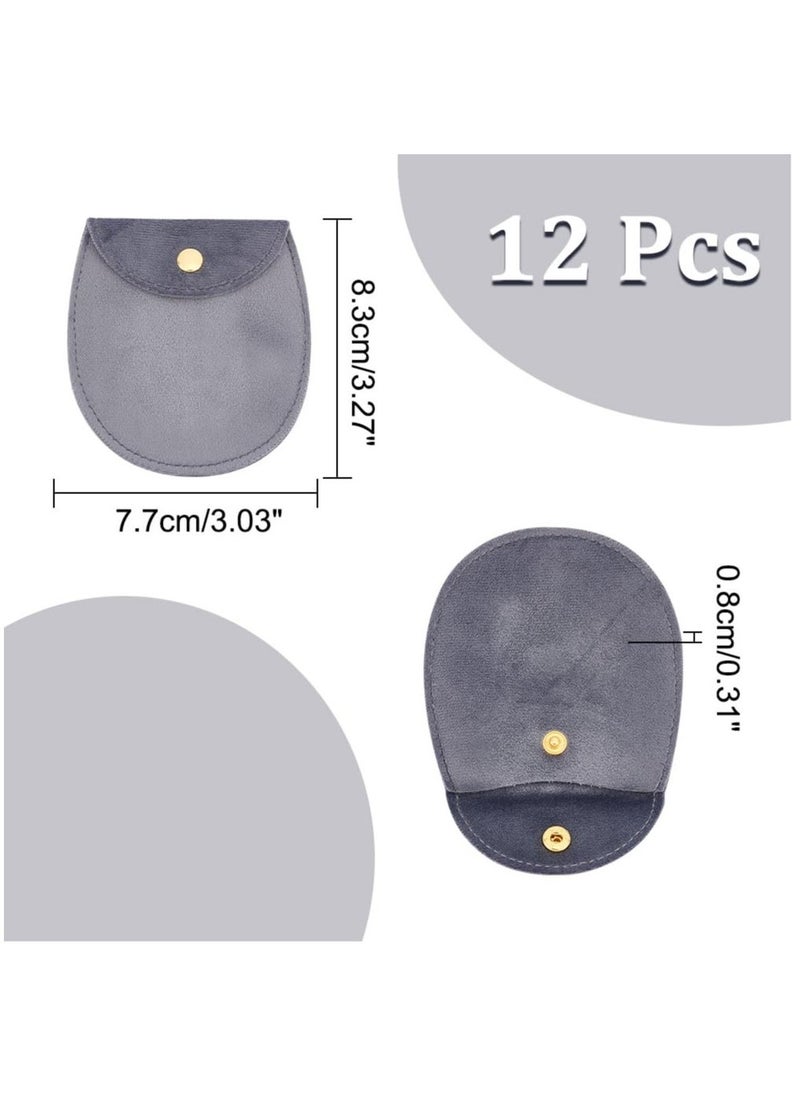 12Pcs Velvet Jewelry Storage Pouches, 8.3x7.7x0.8cm Gray Jewelry Bags with Golden Tone Snap Fastener Small Jewelry Gift Pouch for Jewelry Storage Keeping Wedding Favor Party Gift Packaging  - Image 5
