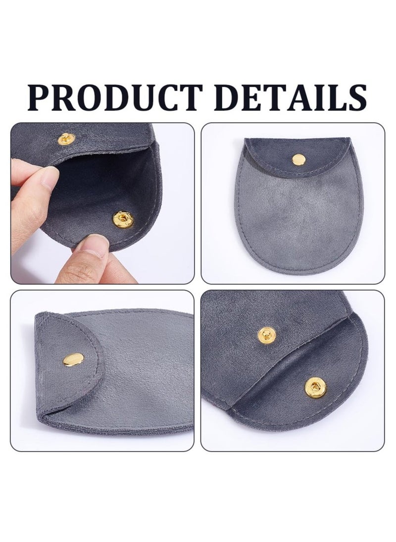 12Pcs Velvet Jewelry Storage Pouches, 8.3x7.7x0.8cm Gray Jewelry Bags with Golden Tone Snap Fastener Small Jewelry Gift Pouch for Jewelry Storage Keeping Wedding Favor Party Gift Packaging  - Image 4