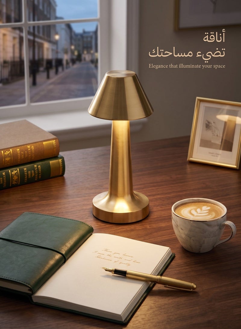 PRIMO PLUS Classic Minimalist Gold Wireless Touch Sensor LED Table Lamp - Gold11 - Image 3