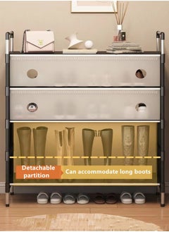 Kutis 1-Piece 4 Tiers Simple Shoe Rack Assembly Shoe Rack Storage Organizer Steel Pipe PP Black/Clear 63x28x100 Centimeter  - Image 3