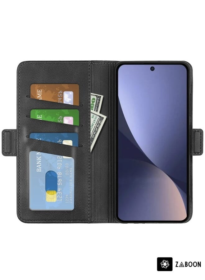 Zaboon For Xiaomi 13 Dual Side Magnetic Buckle Horizontal Flip Leather Phone Case (Black)  - Image 2