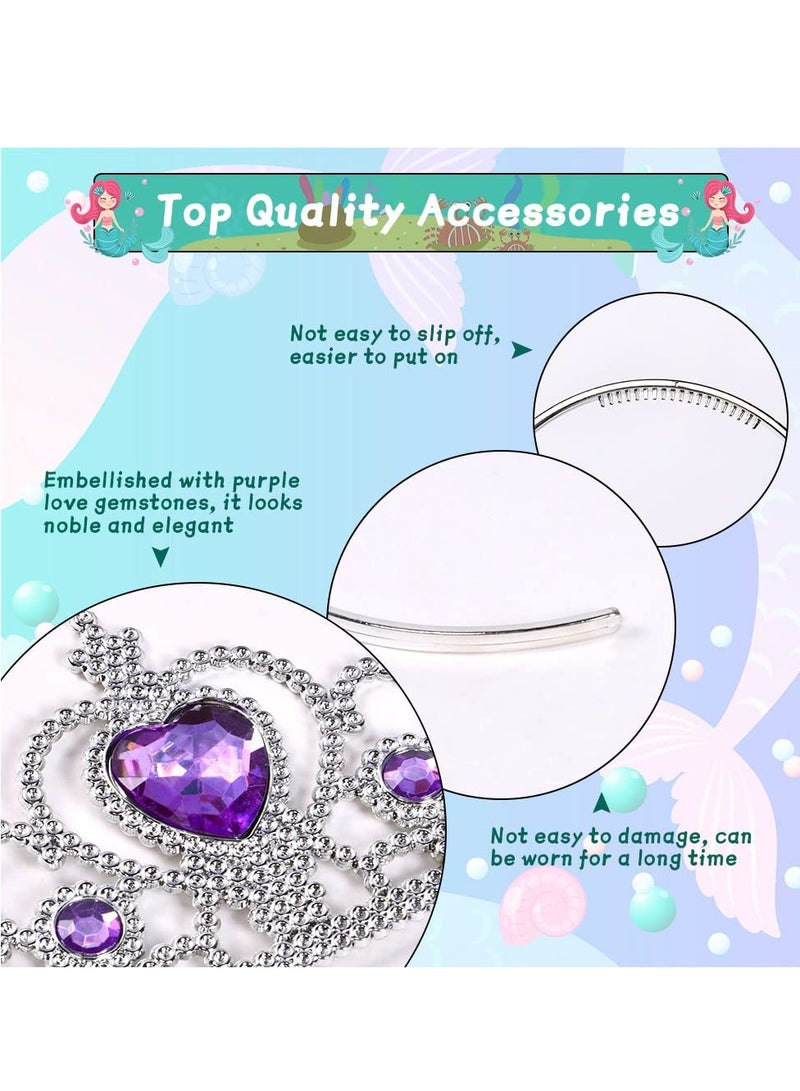 Excefore Mermaid Costume Kids, Mermaid Princess Costume Set: Sparkling Mermaid Costume with Accessories - for Cosplay, Birthdays - Little Girls' Princess Glitter Dress Up Outfit for 3-8 Years Old Girls  - Image 2