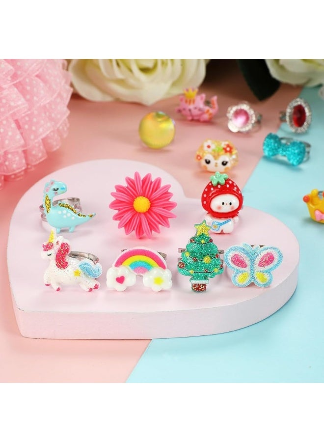 PinkSheep Little Girl Jewel Rings in Box, Adjustable, No Duplication, Girl Pretend Play and Dress Up Rings (24 Lovely Ring) - Image 5
