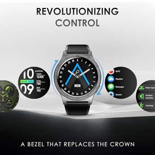 Pebble Revolve Pro 1.43" Ultra AMOLED Smartwatch | Rotating Bezel | 600 Nits Brightness | AOD | High-Accuracy Step Counter | Metal Build & Premium Strap | BT Calling | DIY Watch Faces - Grey - Image 4