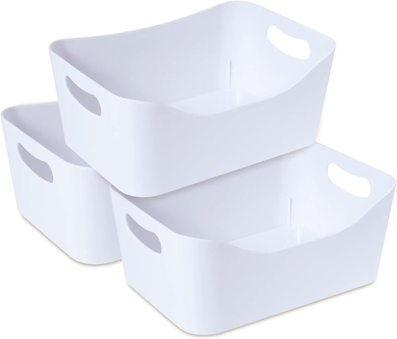 Anshri Kitchen StorageBox and Organiser | Plastic Small Basket with Handle for StorageBox | Organizer StorageBox for Kitchen,Toys,Stationary,Cosmetics,Livingroom,Bathroom (White 2pcs) - Image 4