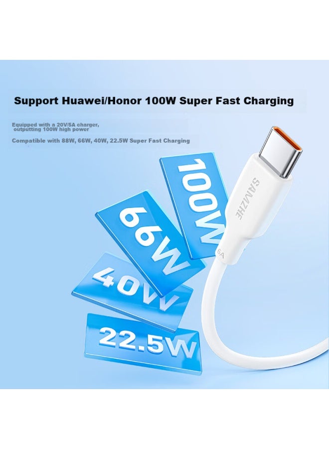 SAMZHE Shanze Type-c Data Cable, 100w Super Fast Charging Cable, 6a, For Huawei Pura70/mate60/50, Honor 66w, Xiaomi, Vivo, Android Phones, Car Charger Cable, 1 Meter - Image 5