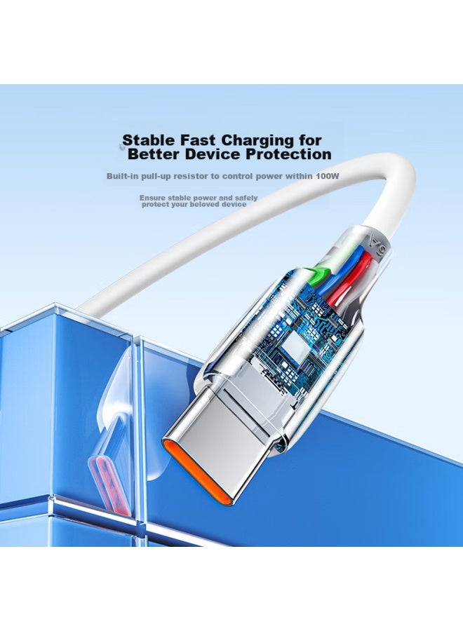 SAMZHE Shanze Type-c Data Cable, 100w Super Fast Charging Cable, 6a, For Huawei Pura70/mate60/50, Honor 66w, Xiaomi, Vivo, Android Phones, Car Charger Cable, 1 Meter - Image 3