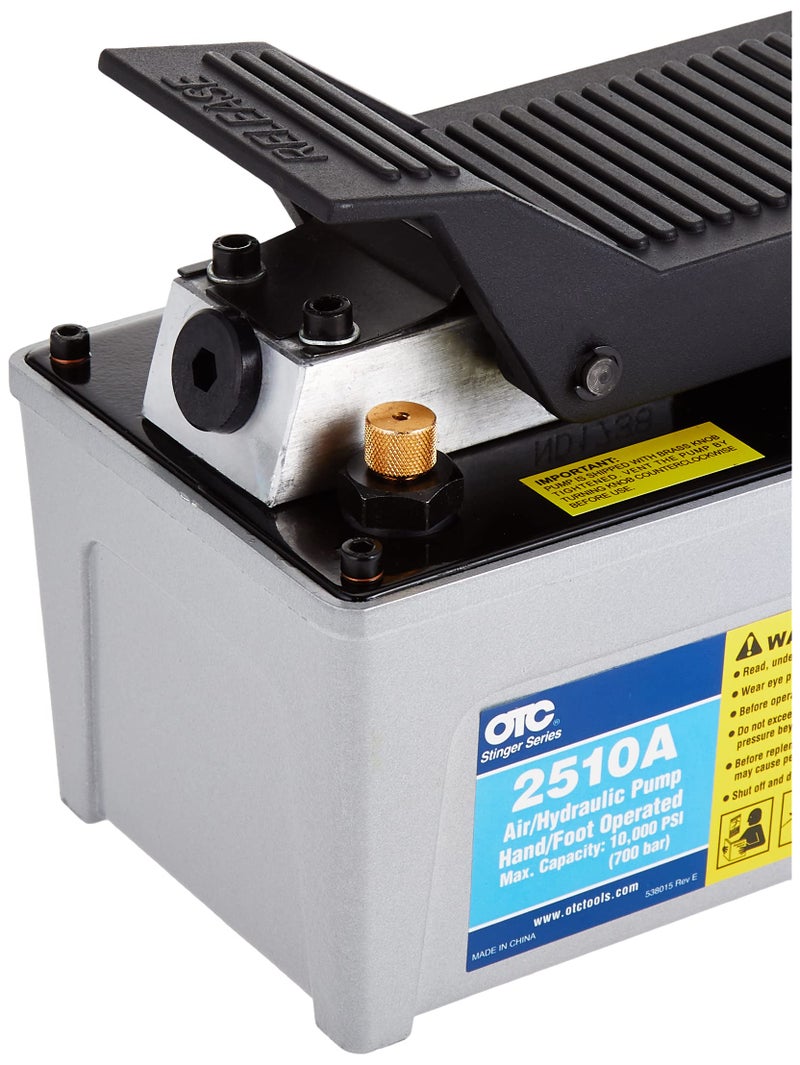 OTC 2510A Stinger 10,000 PSI Foot Operated Air/Hydraulic Pump for Rams, Presses, & Hydraulic Pullers, CHROME - Image 4