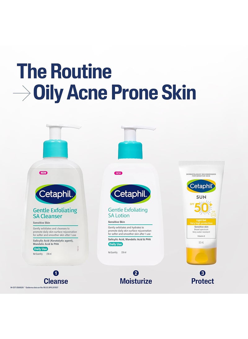 Cetaphil Gentle Exfoliating Sa Cleanser, Foaming Gel Cleanser For All Skin Types, Salicylic Acid, Mandelic Acid & Gluconolactone, Gently Exfoliates, Dermatologist Recommended Brand,  Pump Bottle - Transperant 473ml - Image 3