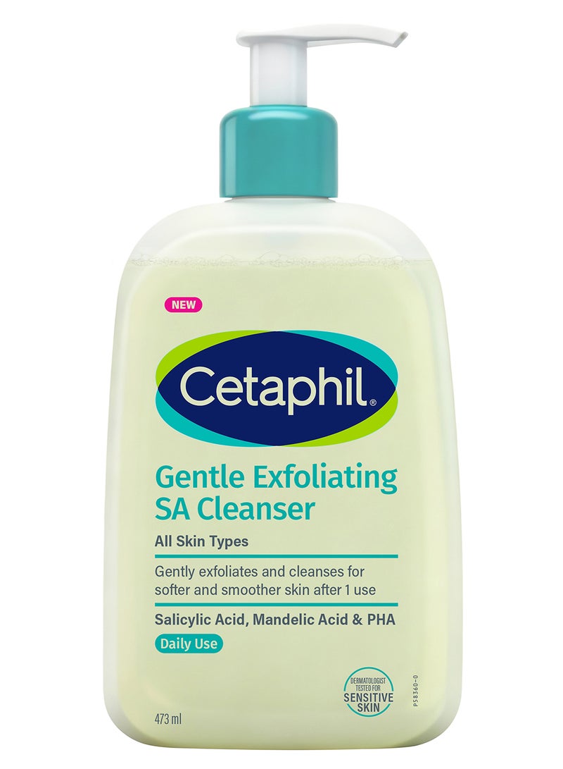 Cetaphil Gentle Exfoliating Sa Cleanser, Foaming Gel Cleanser For All Skin Types, Salicylic Acid, Mandelic Acid & Gluconolactone, Gently Exfoliates, Dermatologist Recommended Brand,  Pump Bottle - Transperant 473ml - Image 1