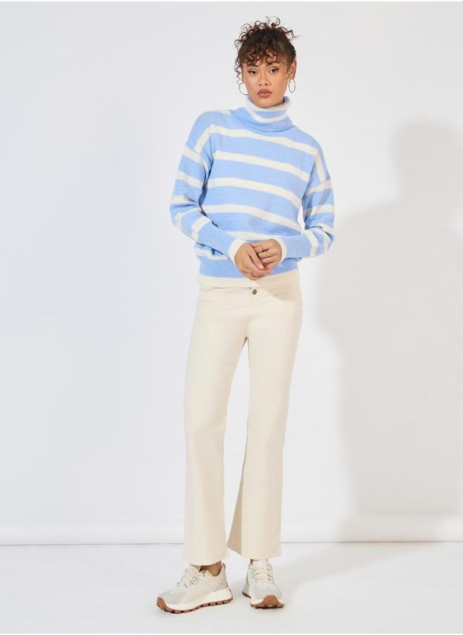 Styli - Regular Fit Turtle Neck Striped Sweater - Image 1