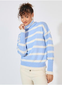 Regular Fit Turtle Neck Striped Sweater