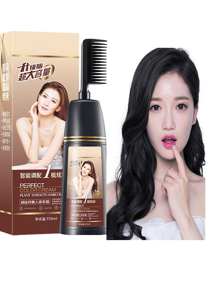 SYOSI 2 in 1 Natural Black Fruit Dye Shampoo Travelling Fruit Dye Shampoo with Comb Ready To Use After Taking It Apart Plant Extract Hair Dye for Gray Hair and Beard Coverage Black 350ml - Image 1