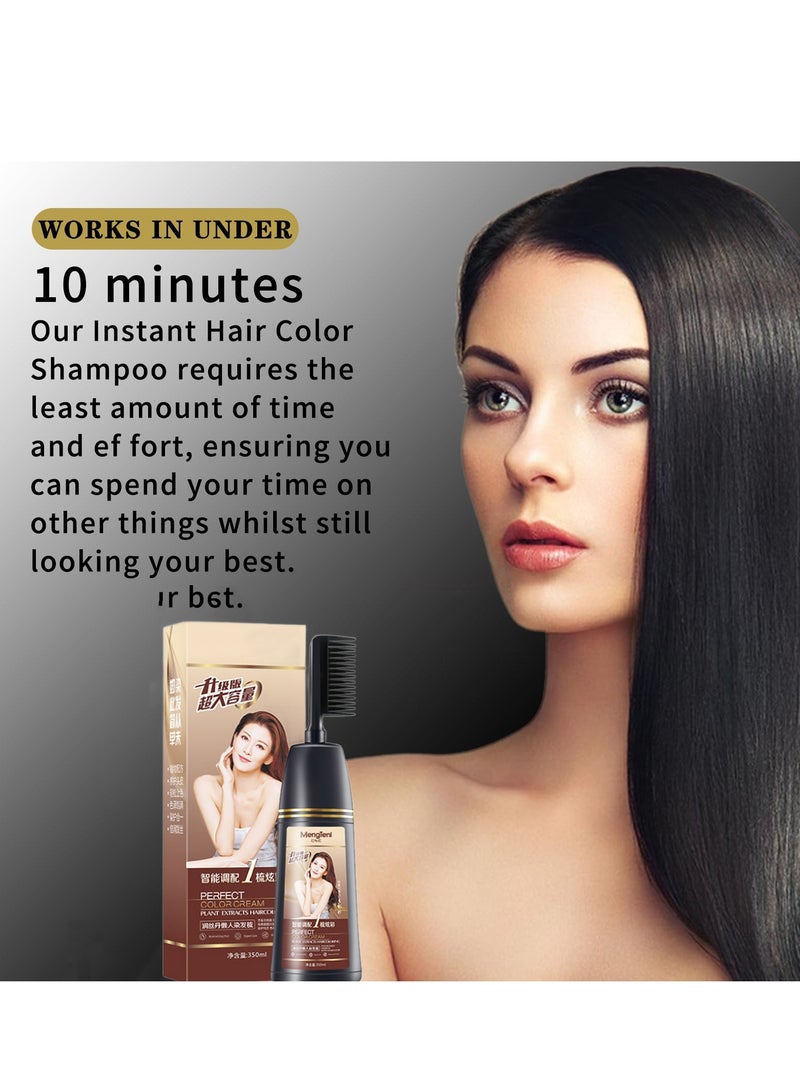 SYOSI 2 in 1 Natural Black Fruit Dye Shampoo Travelling Fruit Dye Shampoo with Comb Ready To Use After Taking It Apart Plant Extract Hair Dye for Gray Hair and Beard Coverage Black 350ml - Image 2