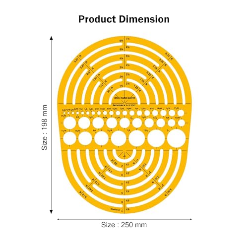 Isomars Radius Master Circle Template, Large Circle and Semi Circle Arc Drafting Stencil with Multiple Radius Measurements for Architects, Engineers, Designers, Technical Drawing & Blueprint Planning - Image 5