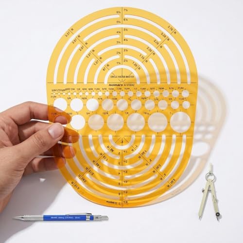 Isomars Radius Master Circle Template, Large Circle and Semi Circle Arc Drafting Stencil with Multiple Radius Measurements for Architects, Engineers, Designers, Technical Drawing & Blueprint Planning - Image 2