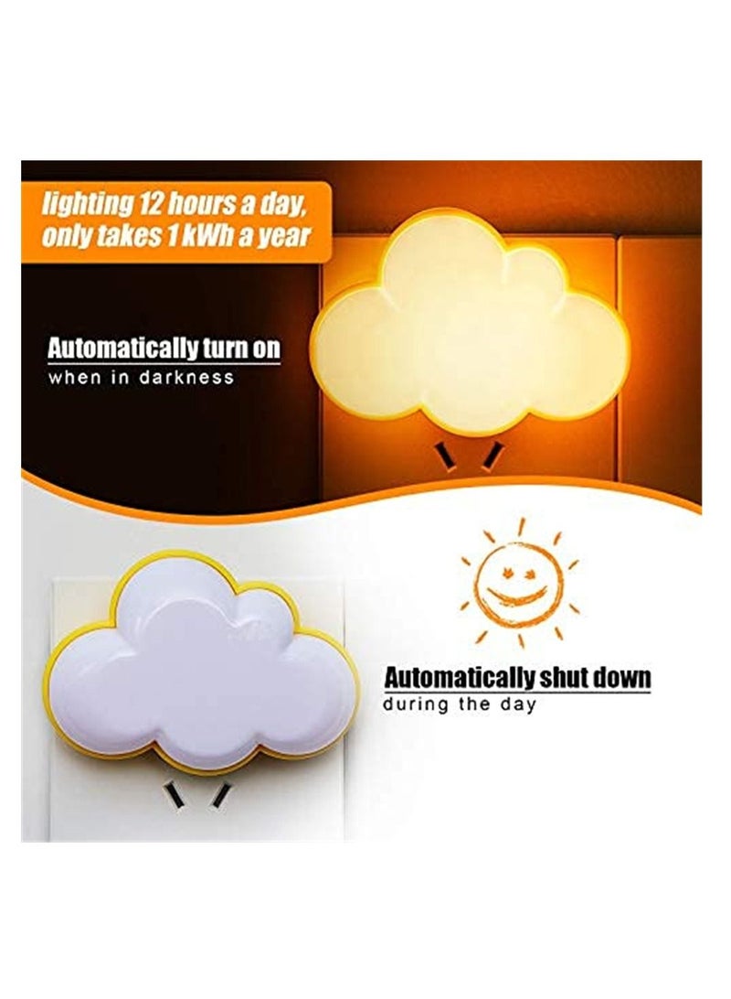 SYOSI SYOSI, 2 Pcs LED Night Light Cloud Shape Lights, Wall Plug into Baby Nursery Warm Lamp With Sensor, Plug-in Intelligent Nightlight for Kids Bedroom Hallway - Image 3